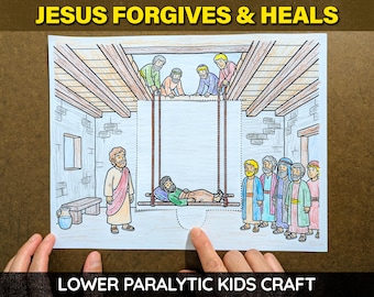 Jesus Heals Paralyzed Man Bible Craft For Kids | Lower Paralytic Through The Roof Mark 2 Sunday School Activity | Digital Download Printable