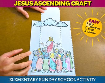 Manualidad de Pascua de Jesús Ascendiendo para niños / Actividad de la lección bíblica de Hechos 1 / Clase de la Ascensión en la Escuela Dominical / Kit imprimible de descarga digital