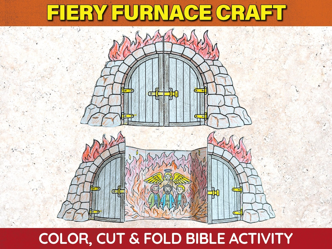 Firey Craft Fiery Furnace Folding Bible Craft Kit | Daniel 3 Sunday School Color ...