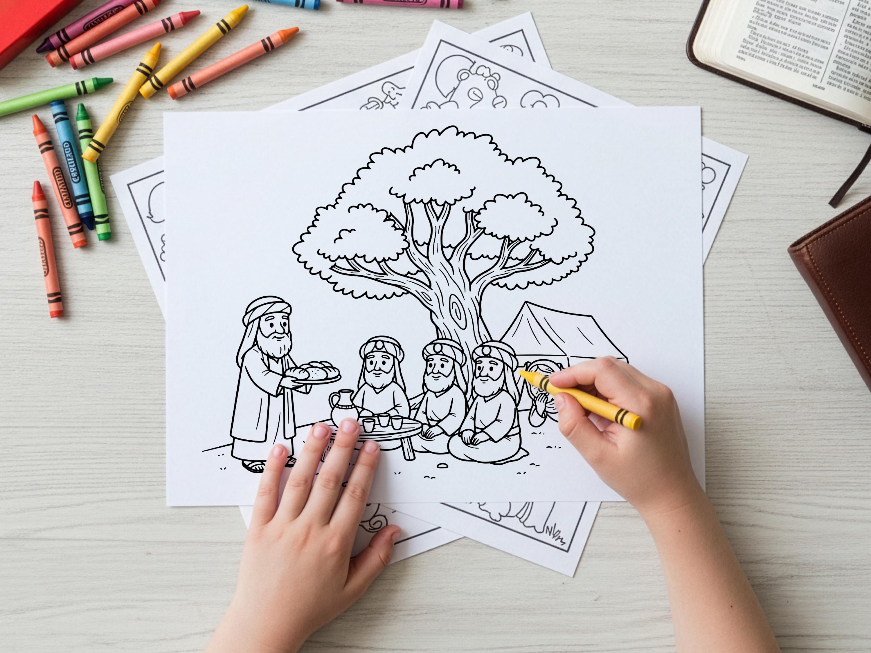 Abraham and Sarah Printable Coloring Book | 5 Page Genesis Bible Story ...