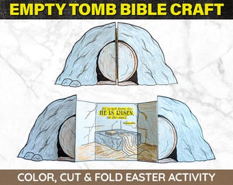 Bibbia pieghevole per Pasqua e Resurrezione della Tomba Vuota / Attività per bambini da colorare, tagliare e piegare per la scuola domenicale / Download digitale PDF stampabile