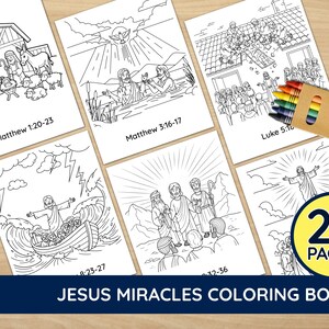 20-Page Miracles of Jesus Coloring Book For Kids | Sunday School Bible Lesson & Christian Homeschool Activities | Printable PDF Value Bundle image 2