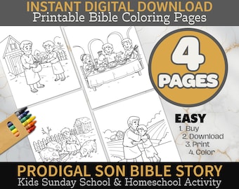 Prodigal Son Kids Coloring Sheets | Jesus Parable Printable | Elementary Bible Lesson Activity | Sunday School & Homeschool PDF Download
