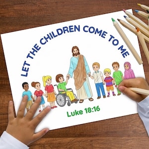 Jesus Loves ALL Children Coloring Page | Let The Children Come To Me Craft | Printable Christian Sunday School Bible Coloring Activity Sheet