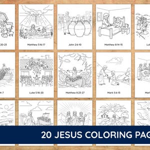 20-Page Miracles of Jesus Coloring Book For Kids | Sunday School Bible Lesson & Christian Homeschool Activities | Printable PDF Value Bundle image 3