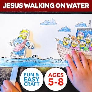 Kit de manualidades "Jesús camina sobre el agua" para niños pequeños / Actividad sencilla para la escuela dominical de kínder y primaria / Lección imprimible en PDF