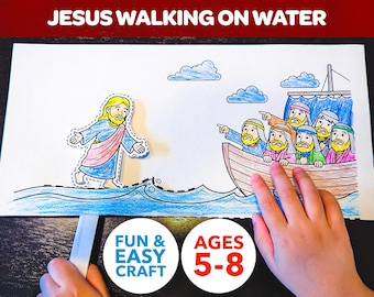 Jesus Walks On Water Craft Kit For Young Kids | Simple Kinder & Early Elementary Sunday School Activity | Printable PDF Lesson Resource