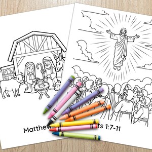 20-Page Miracles of Jesus Coloring Book For Kids | Sunday School Bible Lesson & Christian Homeschool Activities | Printable PDF Value Bundle image 5