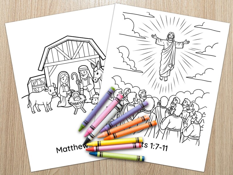 20-Page Miracles of Jesus Coloring Book For Kids | Sunday School Bible Lesson & Christian Homeschool Activities | Printable PDF Value Bundle image 5
