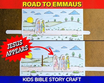 ¡Jesús aparece! Manualidad del camino a Emaús / Lección para niños de la escuela dominical y educación cristiana en el hogar después de Pascua / Actividad imprimible para descargar digitalmente