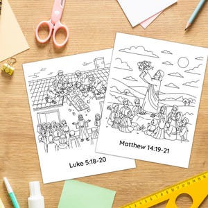 20-Page Miracles of Jesus Coloring Book For Kids | Sunday School Bible Lesson & Christian Homeschool Activities | Printable PDF Value Bundle image 7