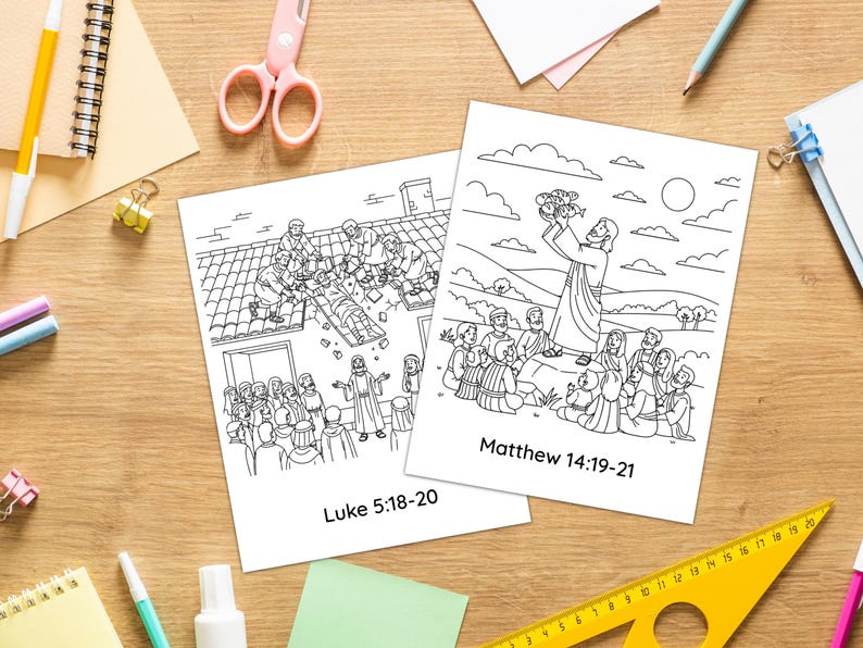 20-Page Miracles of Jesus Coloring Book For Kids | Sunday School Bible Lesson & Christian Homeschool Activities | Printable PDF Value Bundle image 7