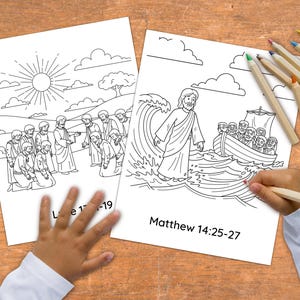 20-Page Miracles of Jesus Coloring Book For Kids | Sunday School Bible Lesson & Christian Homeschool Activities | Printable PDF Value Bundle image 8