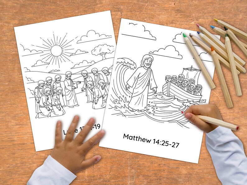 20-Page Miracles of Jesus Coloring Book For Kids | Sunday School Bible Lesson & Christian Homeschool Activities | Printable PDF Value Bundle image 8