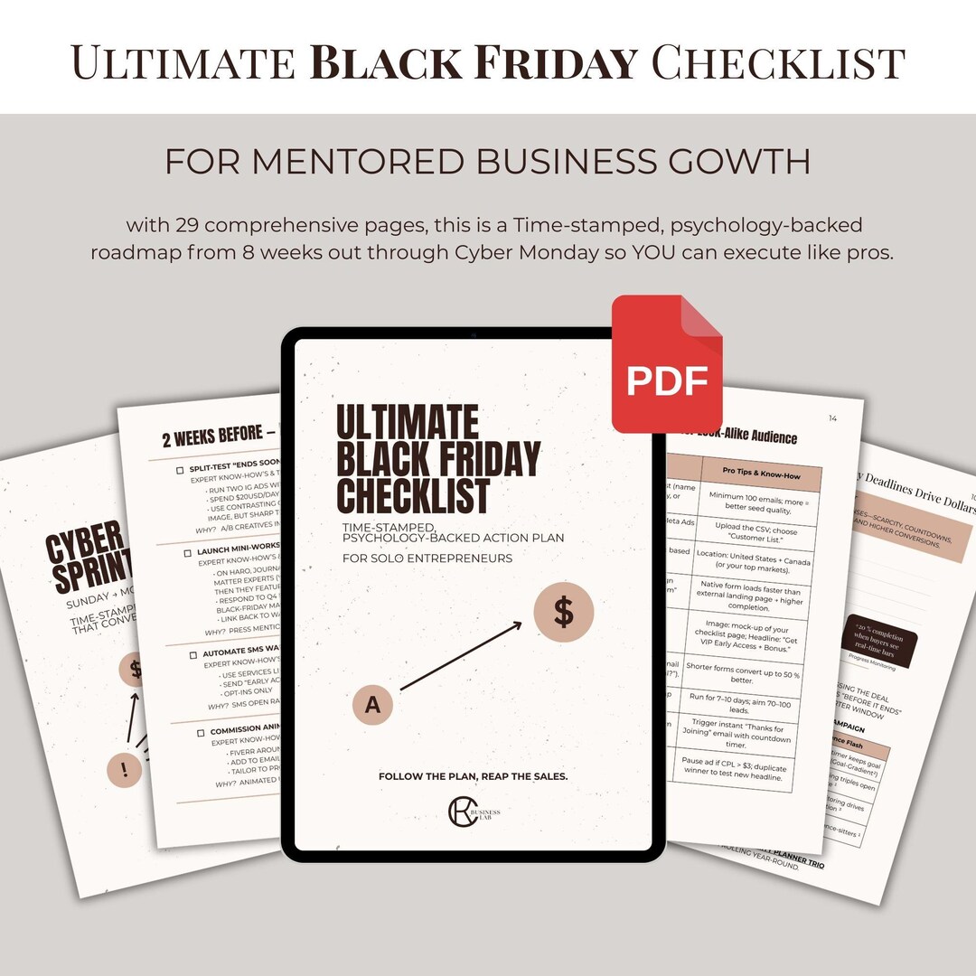 NEW Black Friday Checklist Printable PDF Cyber Monday Planner Small ...