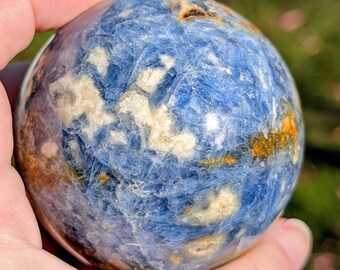 Blue Kyanite Sphere • Rare UV Reactive Crystal • 70mm Polished Gemstone Ball