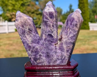 Dream Amethyst Triple Point Crystal with Druzy Caves - Witchy Decor