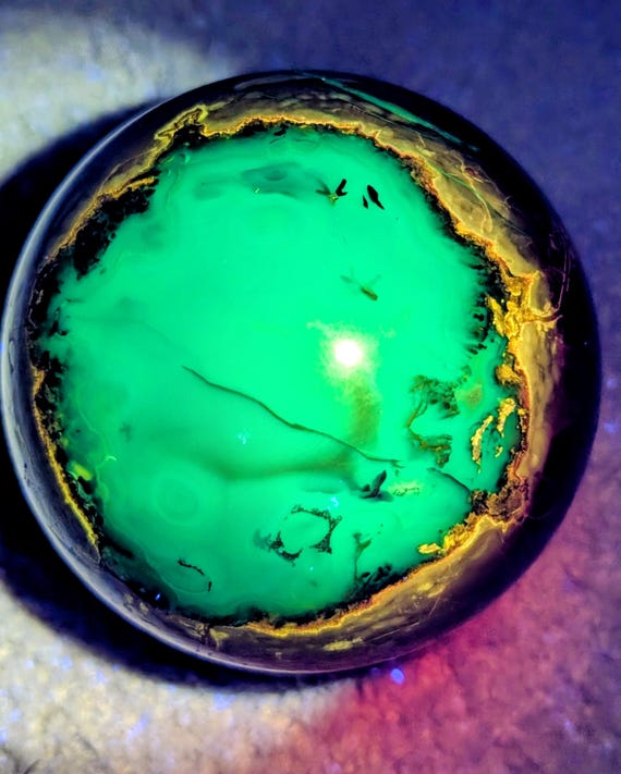 Volcano Agate Sphere Alien Eye UV Reactive Veins 3.75in Natural Crystal Sphere