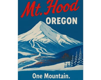 Vintage Mt Hood Ski Poster · Retro Oregon Wall Art