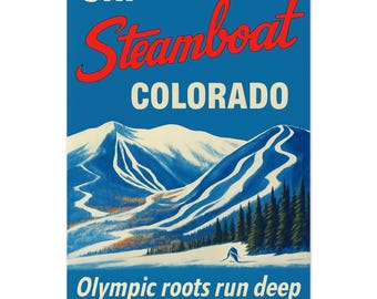 Vintage Steamboat Ski Poster - Beautiful Colorado Print on Premium Matte Paper