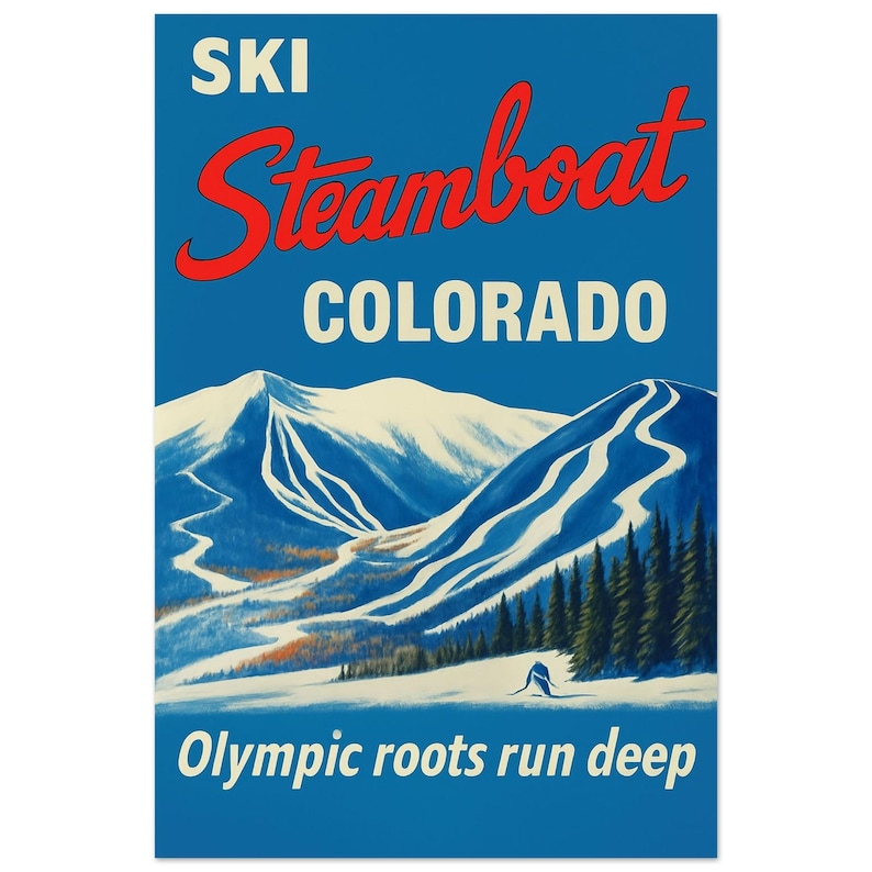 Vintage Steamboat Ski Poster - Beautiful Colorado Print on Premium Matte Paper image 1