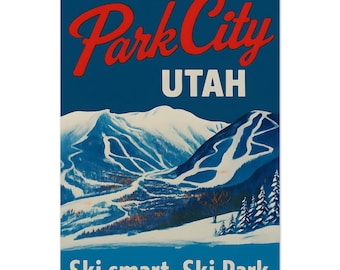 Vintage Park City Ski Poster: Retro Utah Mountain Art