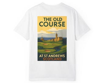 Vintage Golf T-Shirt - The Old Course at St Andrews Scotland | Retro Golf Poster Shirt | Gift for Golfers | Scottish Golf Shirt