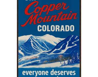 Vintage Copper Mountain Colorado Ski Wooden Framed Poster – “Everyone Deserves a Snow Day” – Retro Winter Sports Wall Art, Ski Lodge