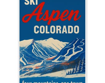 Framed Aspen Ski Poster: Vintage Colorado Wall Art, Ready to Hang