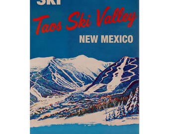Taos Ski Valley Vintage Ski Poster | Retro Ski Resort Wall Art | Custom Taos Print | Mountain Cabin Decor