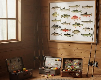 Vintage Fish of North America Poster - Captivating Fishing Art - Museum Quality Print
