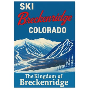Vintage Ski Poster Art - Breckenridge Colorado Wall Decor - Retro Skiing Print - Premium Matte Paper Poster