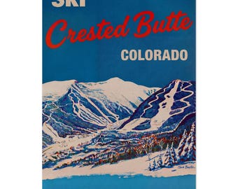 Crested Butte Colorado Vintage Ski Poster | Retro Ski Resort Wall Art | Custom Ski Print | Mountain Cabin Decor
