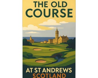Vintage St Andrews Golf Canvas Print: Retro Scotland Travel Poster Art