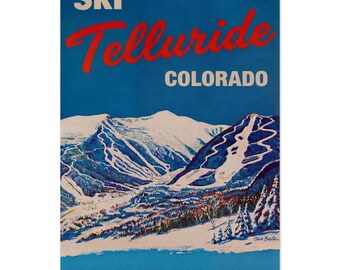 Telluride Colorado Vintage Ski Poster | Retro Ski Resort Wall Art | Custom Telluride Print | Mountain Cabin Decor