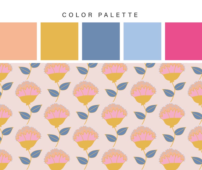 Nordische Blumen Muster Set blauSenf Floral Digitale ...