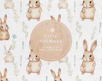 Minimalist Baby Bunny Seamless Pattern, Commercial Use, Cream Tones Fabric Printing, Cute Animals Pattern, Minimalist Digital Pattern