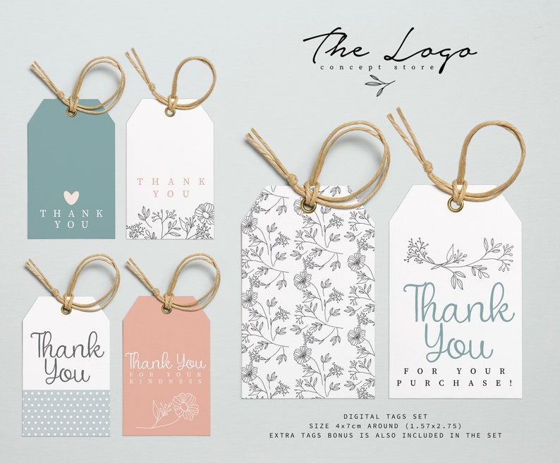 Branch Nordic Design Business Tags Printable Business Thank You Tags Minimalist Gift Thank you Tags Modern Scandinavian Design