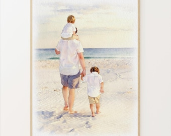 Custom Painting from photo, Watercolor Family Portrait from photo, Mother Father gift,Gift for Dad,Father's Day Gift, Gif for Grandfather