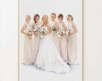 Wedding Watercolor Portrait, Custom Bride Portrait, Bridesmaids' Gifts, Bridesmaid Proposal, Mother of Bride wedding gift, Bride Gift
