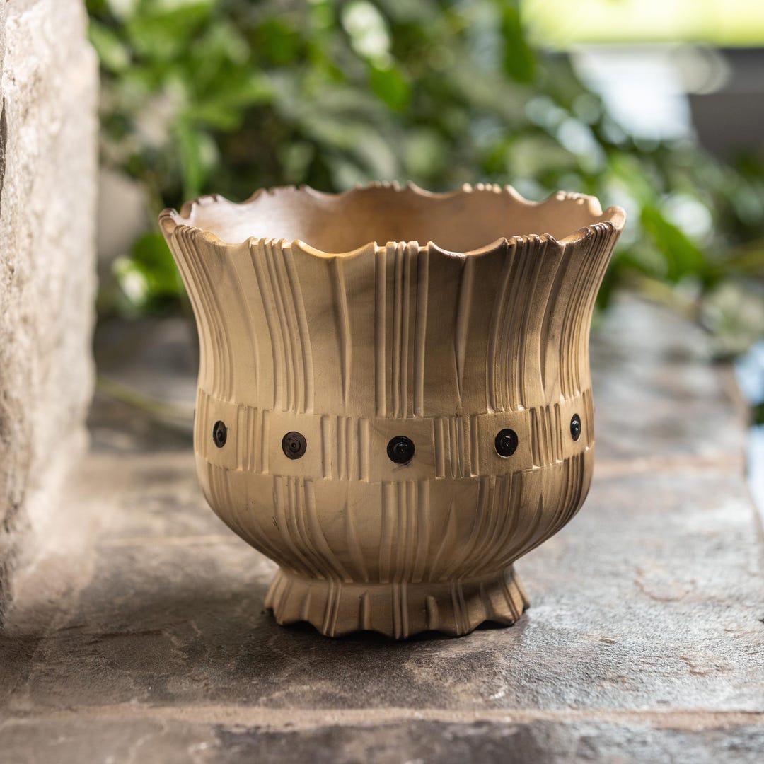 Wheel Thrown Cherokee Pottery Vase | Hand Carved Bowl With Black ...