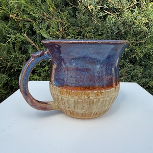 Handmade Blue Native American Ceramic Cup | Cherokee Pottery Wheel Thrown Mug