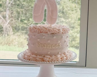 Embroidered Ballerina Shoes Cake Topper – Personalized Keepsake