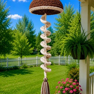 Portobello Mushroom Wind Spinner Crochet Pattern, Digital PDF, Garden Decor