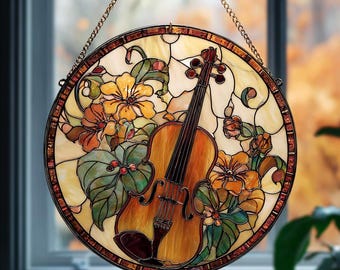 ヴァイオリン：ステンドグラス風の窓飾り - Etsy 日本