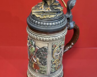 Gerz West German 94 % Zinn with lidded eagle Stein