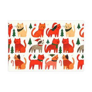 Christmas Cat Gift Wrap Papers, Holiday Cat Lover Wrapping Sheets, Cute Kitten Christmas Present Wrap, Festive Cat Gift Packaging, Wrapping