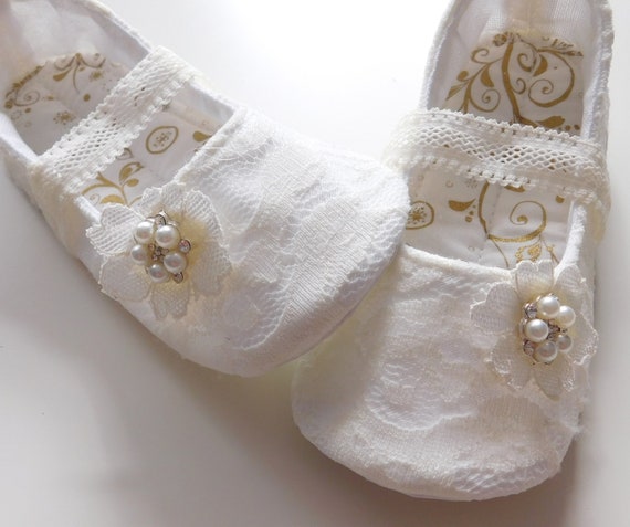 ivory lace flower girl shoes