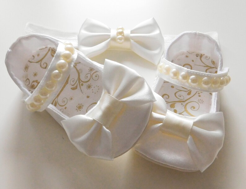 Ivory Baby Girl Shoes Crib Shoes Flower Girl Flats Christening Etsy