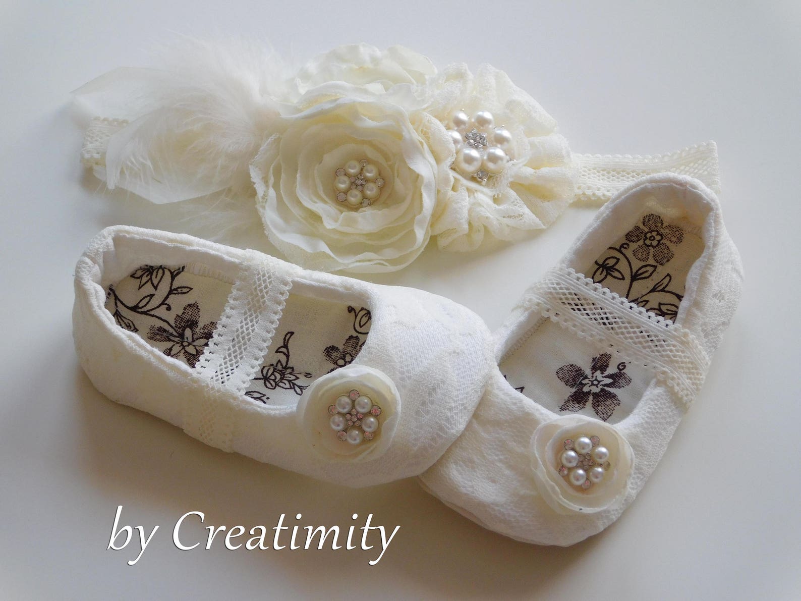 white flat flower girl shoes